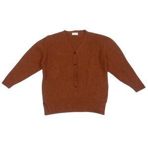 James Street Sweater Womens One Size Brown Merino Wool Button Cardigan Ribbed